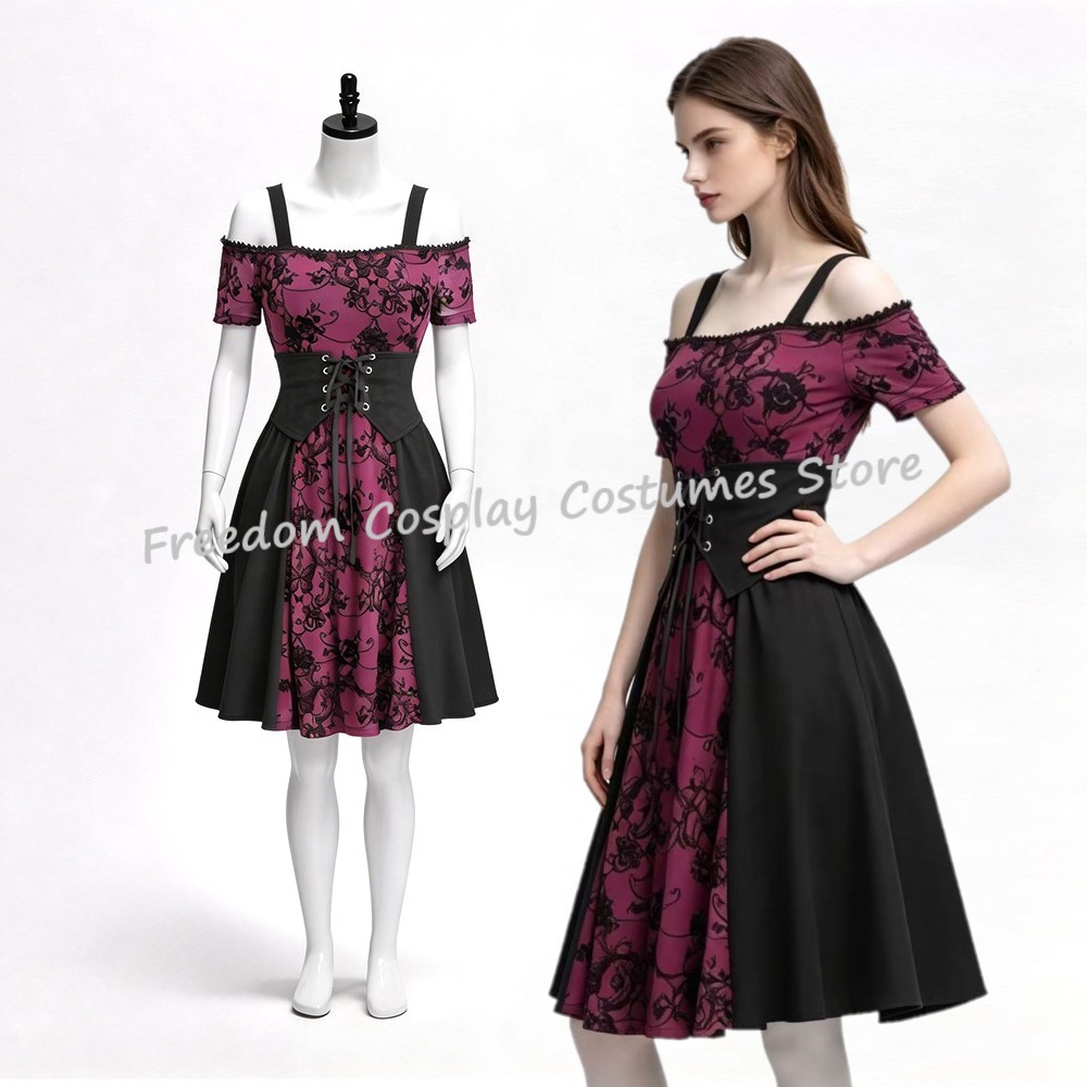 Medieval Renaissance Dress Women - 2026 Women's Medieval Gothic Punk Red