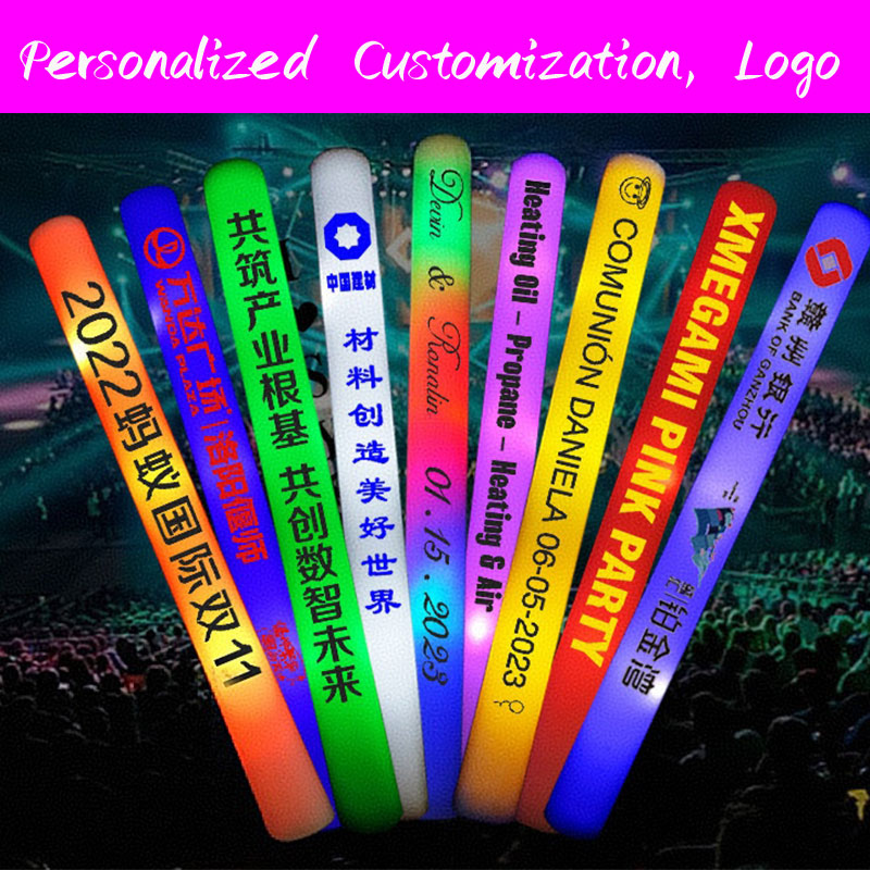 Flashing Led Foam Sticks Party - 30 LED luminous foam sticks personalized