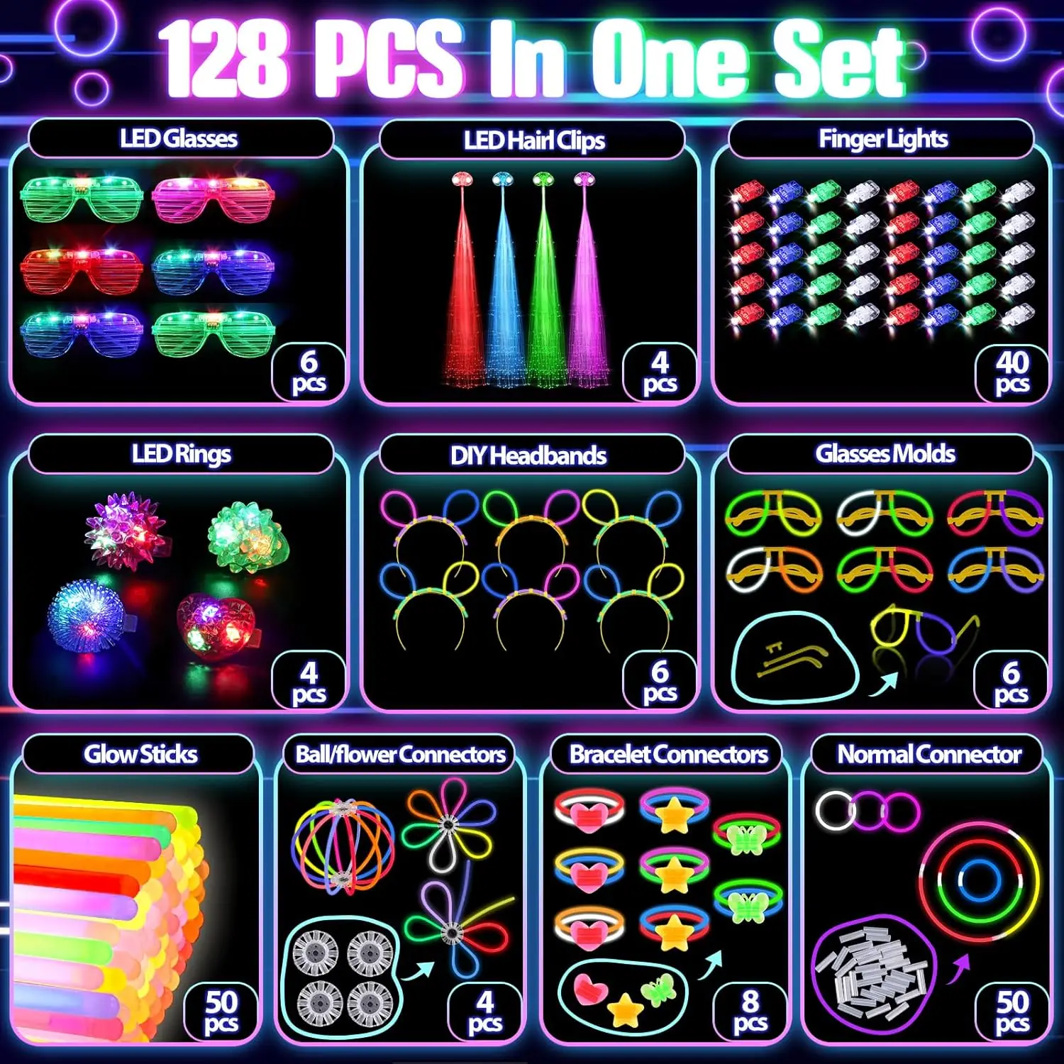 128PCS Light Up Glasses LED Ha - Glow In The Dark Party Glasses review and price