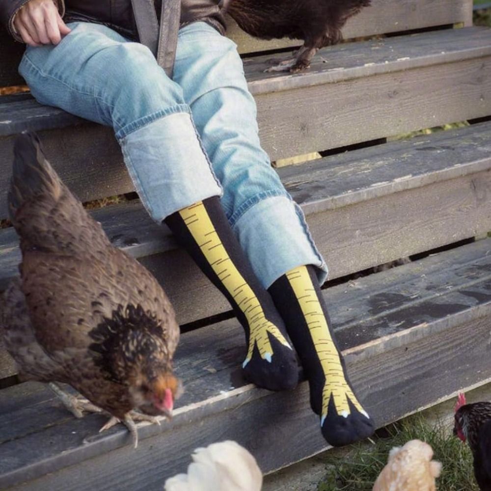 Novelty Cotton High Tube Chick - Funny Chicken Leg Socks review and price