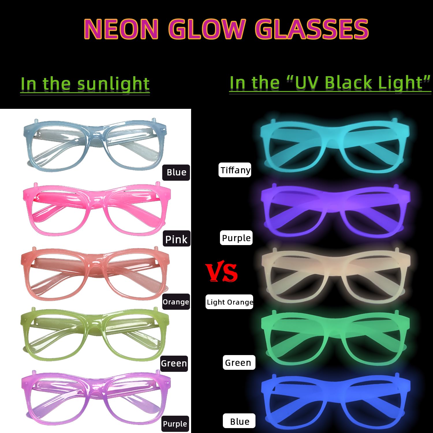 2/12pcs Glow-in-the-Dark Neon  - Glow In The Dark Party Glasses review and price