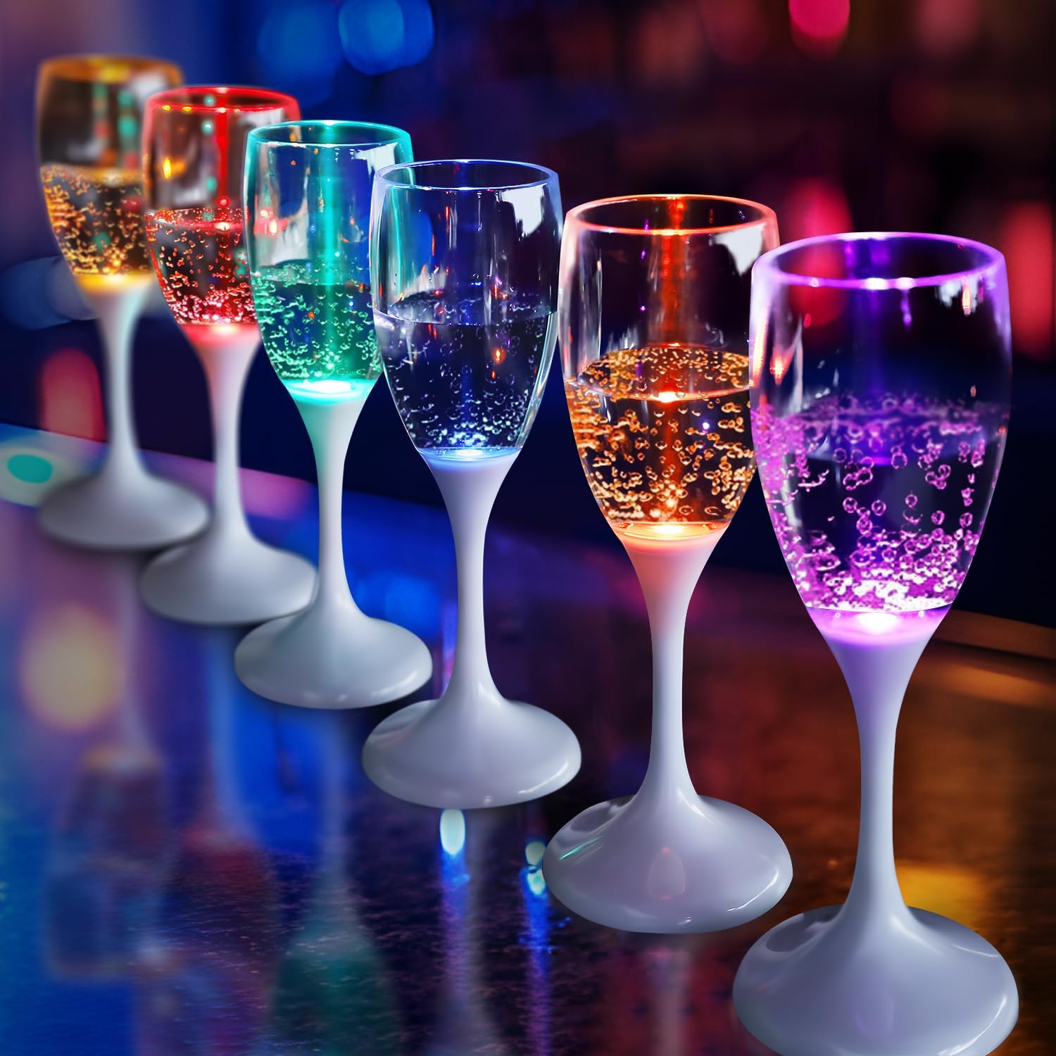 6pcs LED Luminous Champagne Gl - Glow In The Dark Party Glasses review and price