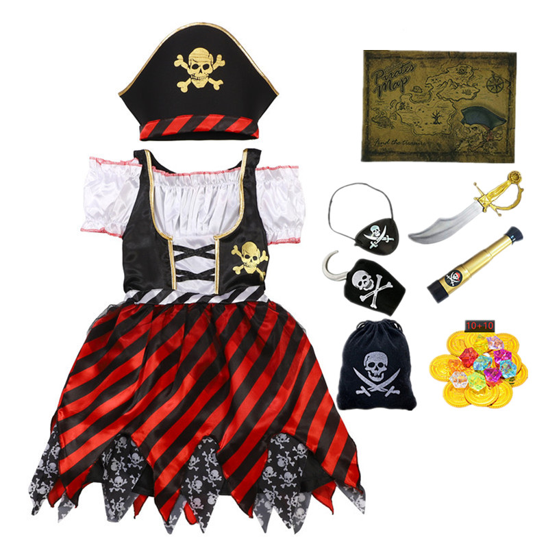 Girls Pirate Costume Set Carib - Spiderman Jumpsuit Kids review and price